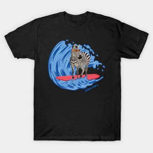 zebra Vibes Beach Waves Wild Animal Summer Vacation Surfing T-Shirt